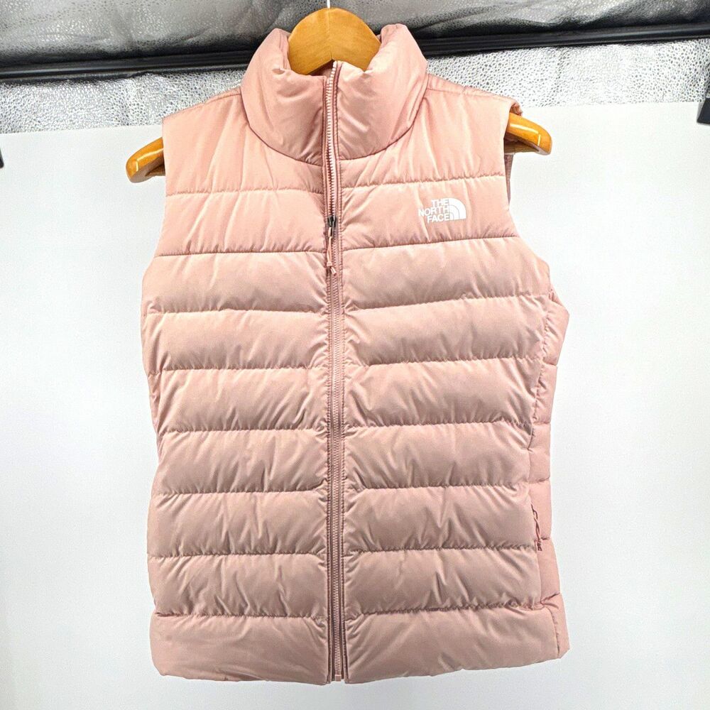 The North Face Women’s Pink Puffer Vest Quilted Full Zip Logo Size M